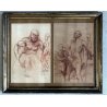QUADRO COPPIA DISEGNO PREPARATORIO SANGUIGNA NUDO STUDIO CORPO UMANO H. L '33