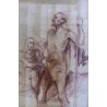QUADRO COPPIA DISEGNO PREPARATORIO SANGUIGNA NUDO STUDIO CORPO UMANO H. L '33