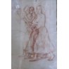 QUADRO COPPIA DISEGNO PREPARATORIO SANGUIGNA STUDIO FIGURA FEMMINILE H. L. 1933