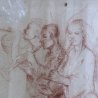 QUADRO COPPIA DISEGNO PREPARATORIO SANGUIGNA STUDIO FIGURA FEMMINILE H. L. 1933