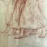 QUADRO COPPIA DISEGNO PREPARATORIO SANGUIGNA STUDIO FIGURA FEMMINILE H. L. 1933