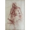 QUADRO COPPIA DISEGNO PREPARATORIO SANGUIGNA STUDIO FIGURA FEMMINILE H. L. 1933