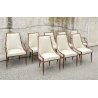 ANTICO SET 8 SEDIE BERGERE GONDOLA IMPERO FRANCESE MOGANO OTTONE PELLE ORO 1800