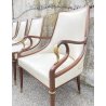 ANTICO SET 8 SEDIE BERGERE GONDOLA IMPERO FRANCESE MOGANO OTTONE PELLE ORO 1800
