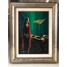 GRANDE QUADRO OLIO Eliano Fantuzzi NOTTURNO BARCHE RITRATTO FIGURA FEMMINILE '73