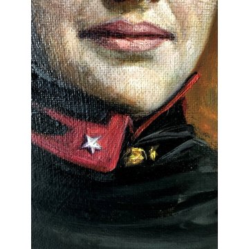 QUADRO DIPINTO OLIO P. G. Crida RITRATTO BERSAGLIERE UNIFORME MILITARE 1958