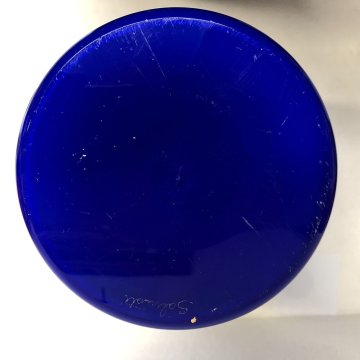 GRANDE VASO VETRO MURANO DESIGN Salviati "Opalini" BLU COBALTO ART GLASS 43 cm/h