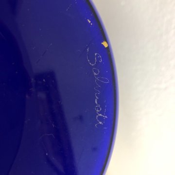 GRANDE VASO VETRO MURANO DESIGN Salviati "Opalini" BLU COBALTO ART GLASS 43 cm/h