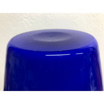 GRANDE VASO VETRO MURANO DESIGN Salviati "Opalini" BLU COBALTO ART GLASS 43 cm/h