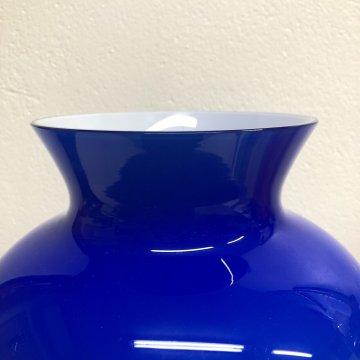 GRANDE VASO VETRO MURANO DESIGN Salviati "Opalini" BLU COBALTO ART GLASS 43 cm/h
