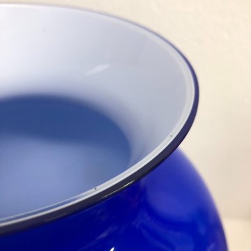 GRANDE VASO VETRO MURANO DESIGN Salviati "Opalini" BLU COBALTO ART GLASS 43 cm/h