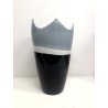 GRANDE VASO VINTAGE VETRO MURANO INCAMICIATO NERO GRIGIO BIANCO 36,5 cm/h  '900