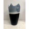 GRANDE VASO VINTAGE VETRO MURANO INCAMICIATO NERO GRIGIO BIANCO 36,5 cm/h  '900