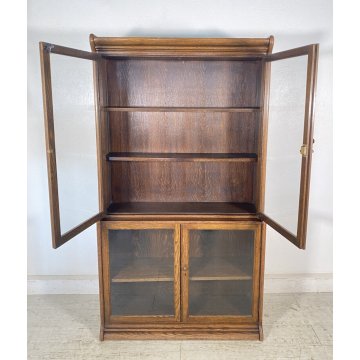 LIBRERIA DISPENSA VETRINA INGLESE PRIMI 1900 LEGNO ROVERE CREDENZA UK EPOCA OLD