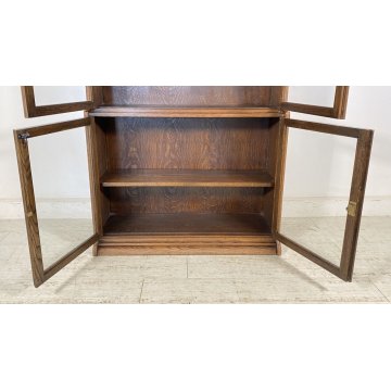 LIBRERIA DISPENSA VETRINA INGLESE PRIMI 1900 LEGNO ROVERE CREDENZA UK EPOCA OLD