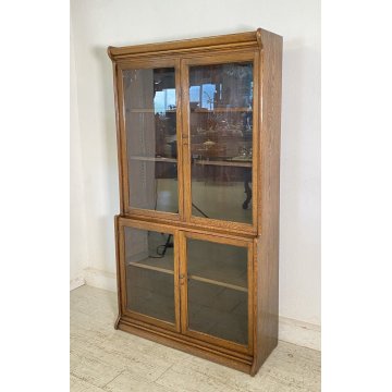 LIBRERIA DISPENSA VETRINA INGLESE PRIMI 1900 LEGNO ROVERE CREDENZA UK EPOCA OLD
