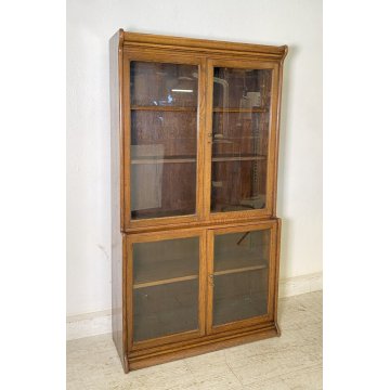 LIBRERIA DISPENSA VETRINA INGLESE PRIMI 1900 LEGNO ROVERE CREDENZA UK EPOCA OLD