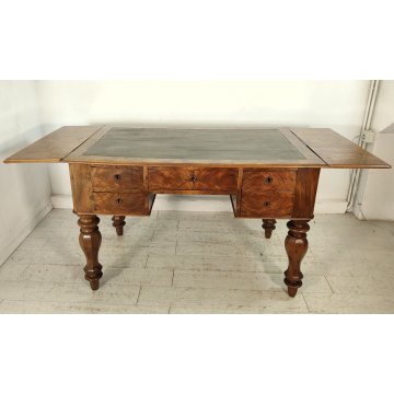 ANTICO SCRITTOIO BANDELLE epoca 1800 SCRIVANIA RADICA PELLE ministeriale DESK