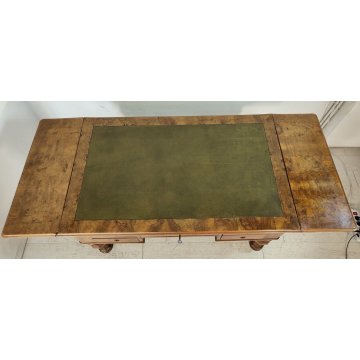 ANTICO SCRITTOIO BANDELLE epoca 1800 SCRIVANIA RADICA PELLE ministeriale DESK