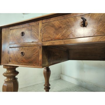 ANTICO SCRITTOIO BANDELLE epoca 1800 SCRIVANIA RADICA PELLE ministeriale DESK