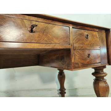 ANTICO SCRITTOIO BANDELLE epoca 1800 SCRIVANIA RADICA PELLE ministeriale DESK