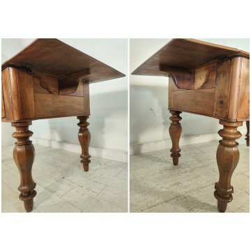 ANTICO SCRITTOIO BANDELLE epoca 1800 SCRIVANIA RADICA PELLE ministeriale DESK