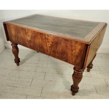ANTICO SCRITTOIO BANDELLE epoca 1800 SCRIVANIA RADICA PELLE ministeriale DESK