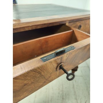 ANTICO SCRITTOIO BANDELLE epoca 1800 SCRIVANIA RADICA PELLE ministeriale DESK