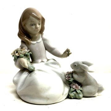 STATUINA PORCELLANA LLADRO' FIGURE  6931 Incontro nella foresta CONIGLIO RABBIT