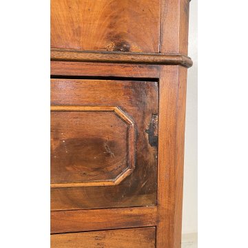 ANTICO COMÒ PIEMONTESE INTARSIATO LEGNO NOCE ABETE 4 CASSETTI 1800 CASSETTONE