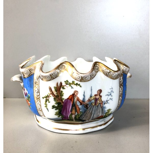 Oriental Furniture Ciotola In Porcellana Bianca E Blu - Motivo Paesaggio Cinese, Diametro 33 Cm
