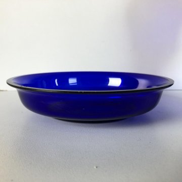 ANTICO SET COMODINO BOTTIGLIA ACQUA NOTTE PIATTO BICCHIERE VETRO BLU COBALTO '20