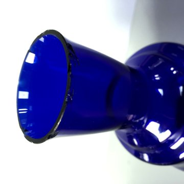 ANTICO SET COMODINO BOTTIGLIA ACQUA NOTTE PIATTO BICCHIERE VETRO BLU COBALTO '20