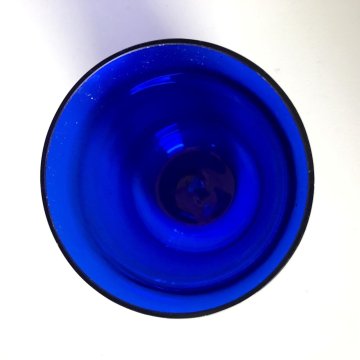 ANTICO SET COMODINO BOTTIGLIA ACQUA NOTTE PIATTO BICCHIERE VETRO BLU COBALTO '20
