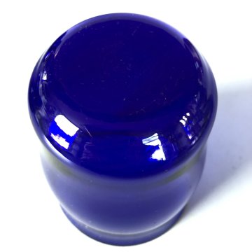 ANTICO SET COMODINO BOTTIGLIA ACQUA NOTTE PIATTO BICCHIERE VETRO BLU COBALTO '20