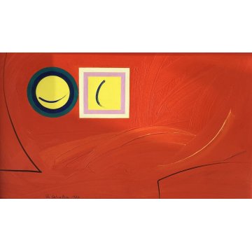 QUADRO ASTRATTO Di Salvatore Archetipo oggettivo su rosso MAC ARTE CONCRETA 1974