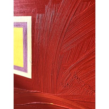 QUADRO ASTRATTO Di Salvatore Archetipo oggettivo su rosso MAC ARTE CONCRETA 1974
