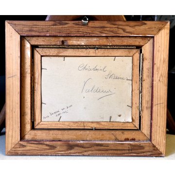 ANTICO QUADRO DIPINTO OLIO Valdemi VEDUTA PAESAGGIO PONTE BORGO MEDIOEVALE '900