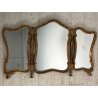 ANTICO RARO SPECCHIO da TAVOLO SPECCHIERA TRITTICO LEGNO CORNICE SAGOMATA DORATA