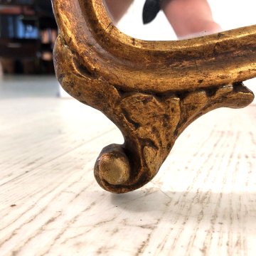 ANTICO RARO SPECCHIO da TAVOLO SPECCHIERA TRITTICO LEGNO CORNICE SAGOMATA DORATA