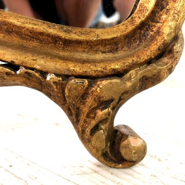 ANTICO RARO SPECCHIO da TAVOLO SPECCHIERA TRITTICO LEGNO CORNICE SAGOMATA DORATA