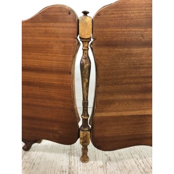 ANTICO RARO SPECCHIO da TAVOLO SPECCHIERA TRITTICO LEGNO CORNICE SAGOMATA DORATA