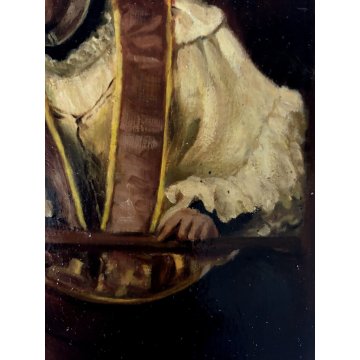 ANTICO DIPINTO OLIO R. Crippa COPIA D'AUTORE "La Confessione" G. Molteni