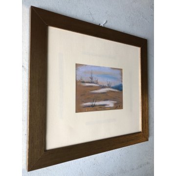 QUADRO DISEGNO Severino Ferrarris CARTONCINO PASTELLO PAESAGGIO COLLINA AUTUNNO