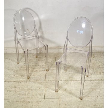 COPPIA SEDIA DESIGN PHILIPPE STARK KARTELL MOD. VICTORIA GHOST COLOR CRISTALLO