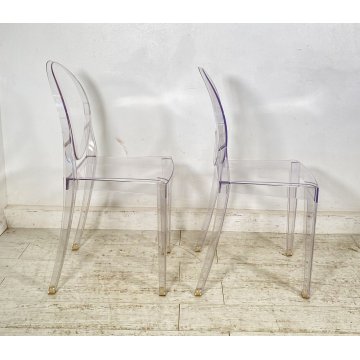 COPPIA SEDIA DESIGN PHILIPPE STARK KARTELL MOD. VICTORIA GHOST COLOR CRISTALLO