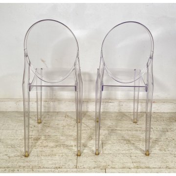 COPPIA SEDIA DESIGN PHILIPPE STARK KARTELL MOD. VICTORIA GHOST COLOR CRISTALLO