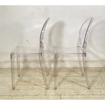 COPPIA SEDIA DESIGN PHILIPPE STARK KARTELL MOD. VICTORIA GHOST COLOR CRISTALLO