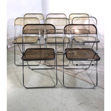 SET 8 SEDIA PIEGHEVOLE Plia FUME' DESIGN G. Piretti PER Anonima Castelli ANNI 70