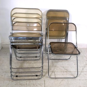SET 8 SEDIA PIEGHEVOLE Plia FUME' DESIGN G. Piretti PER Anonima Castelli ANNI 70
